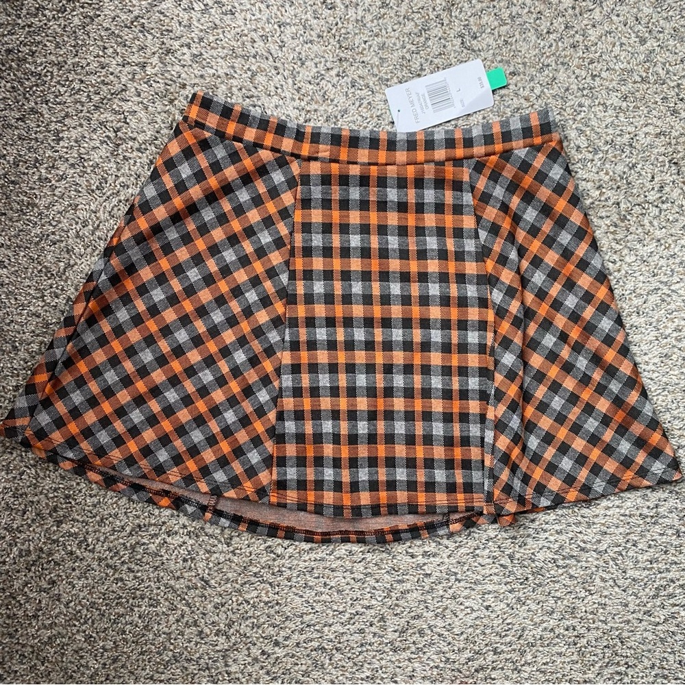 Plaid Orange and Black Women's Skirt